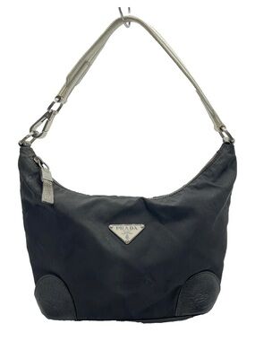 Prada Black Nylon Hobo with Cream Shoulder Strap